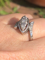 Antique art deco diamond ring 14 karat white gold 14kt kt 5.75