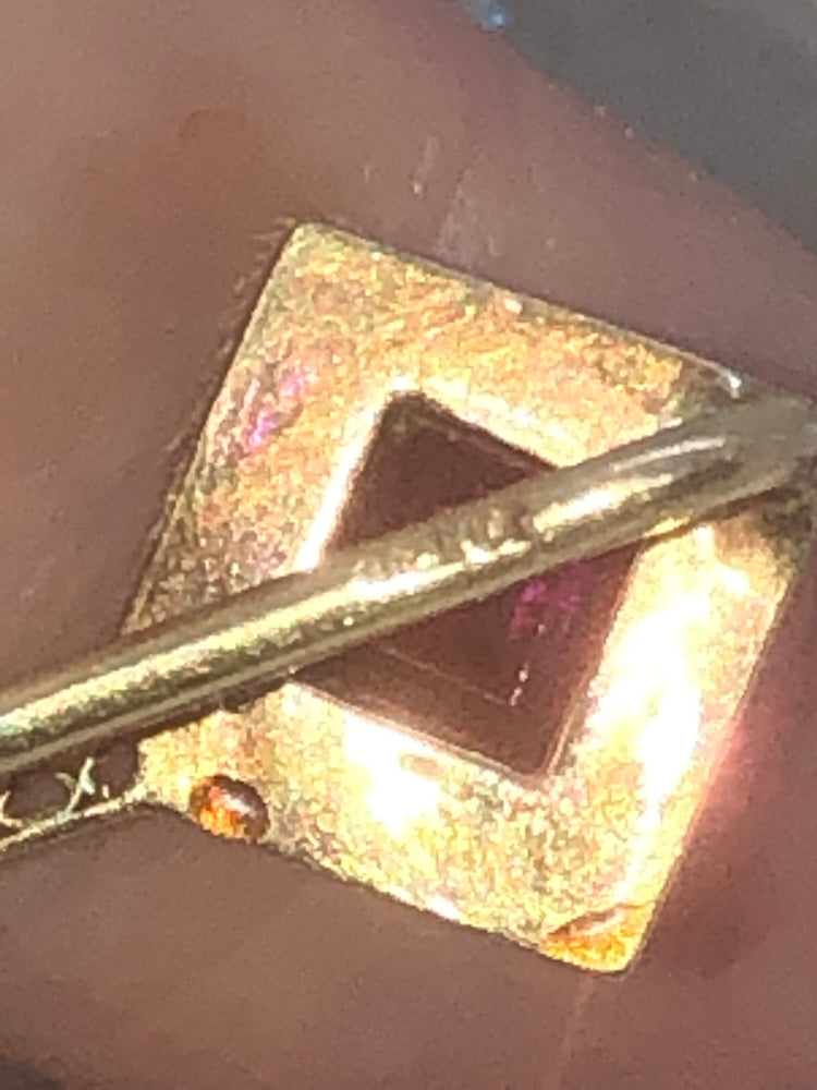 Victorian Antique 14 K Ruby Seed Pearl Stick Pin Stunning Art Deco