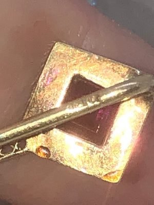 Victorian Antique 14 K Ruby Seed Pearl Stick Pin Stunning Art Deco