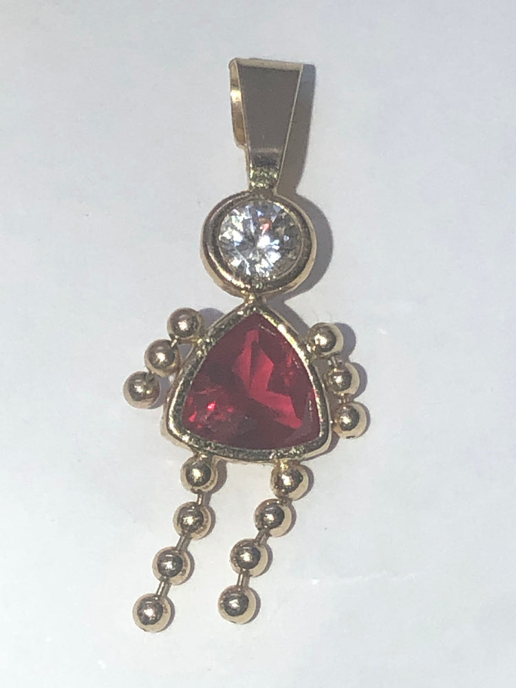 14 Karat Yellow Gold Little Girl Pendant/ Charm For Necklace or Bracelet Ruby Child 14kt
