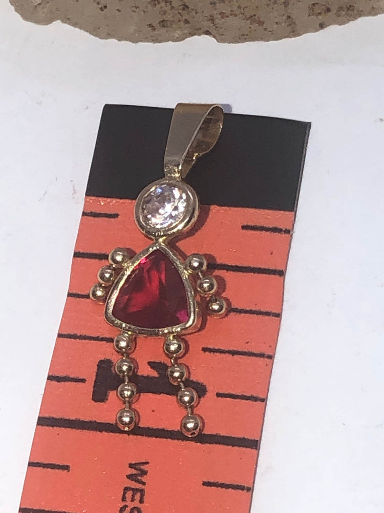 14 Karat Yellow Gold Little Girl Pendant/ Charm For Necklace or Bracelet Ruby Child 14kt