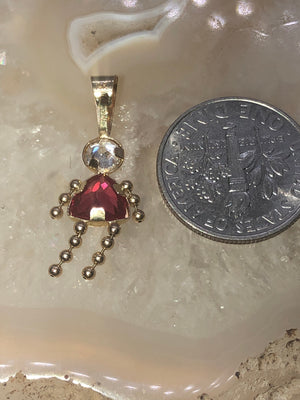 14 Karat Yellow Gold Little Girl Pendant/ Charm For Necklace or Bracelet Ruby Child 14kt