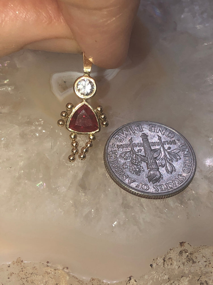 14 Karat Yellow Gold Little Girl Pendant/ Charm For Necklace or Bracelet Ruby Child 14kt