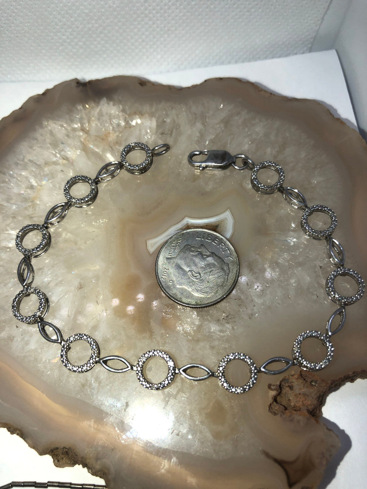 Sterling silver tennis bracelet diamonds 925 eternity link circles. Free shipping