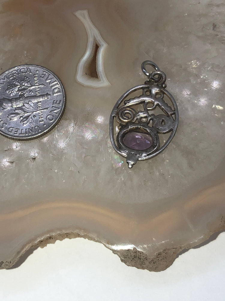 Vintage Amethyst Sterling Silver Pendant Charm 925