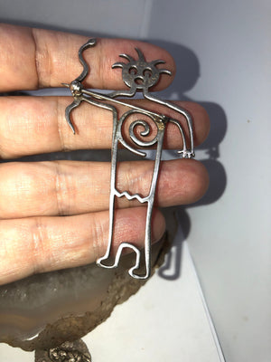 Vintage Native American Belinda woody brooch spirit dancer shaman Sterling silver 925 made in 1995