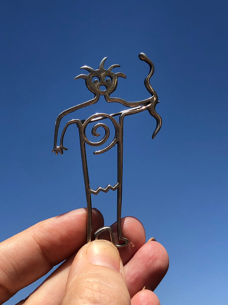 Vintage Native American Belinda woody brooch spirit dancer shaman Sterling silver 925 made in 1995