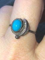 Vintage Turquoise Native American Indian Ring Sterling Silver - Ring Size 6