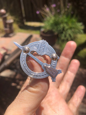 Vintage Celtic Tara brooch pin sterling silver and 18 Karat Yellow gold PA