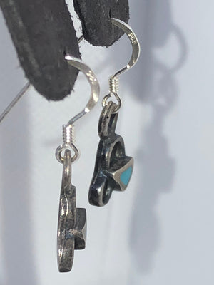 Vintage Native American Indian turquoise sterling silver earrings zuni