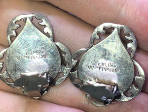 Vintage sterling silver puffy siam clip on earrings 925