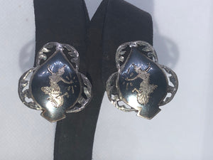 Vintage sterling silver puffy siam clip on earrings 925