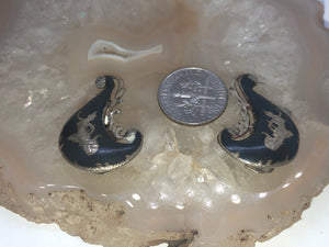 Vintage puffy sterling silver siam clip on earrings 925 thailand