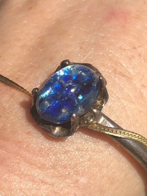 Vintage art glass bracelet sterling silver cuff 925 mexico