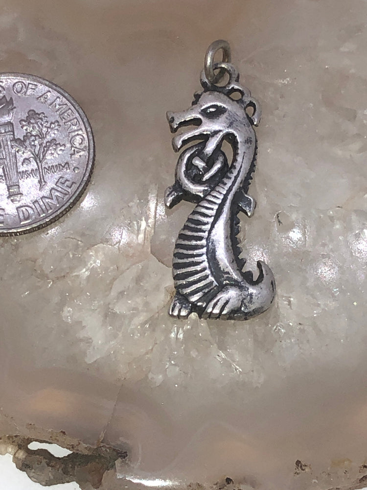 Vintage reversible dragon pendant 4 necklace Celtic sterling silver 925