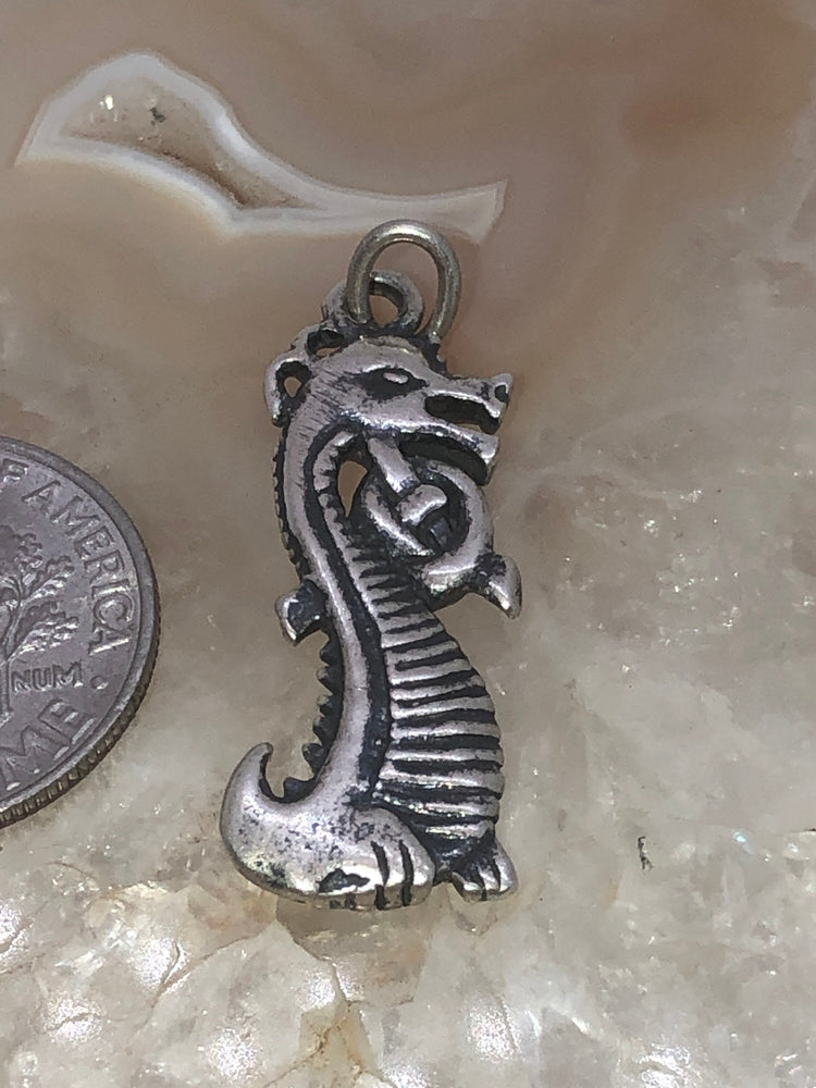 Vintage reversible dragon pendant 4 necklace Celtic sterling silver 925