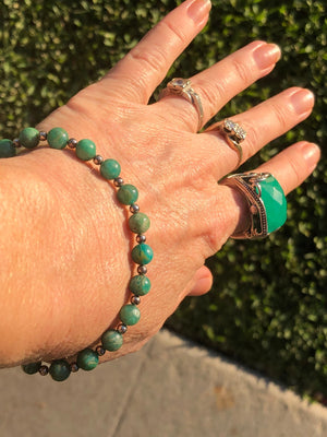 Beautiful Amazonite Gemstone beaded bracelet sterling silver beads and clasp 925