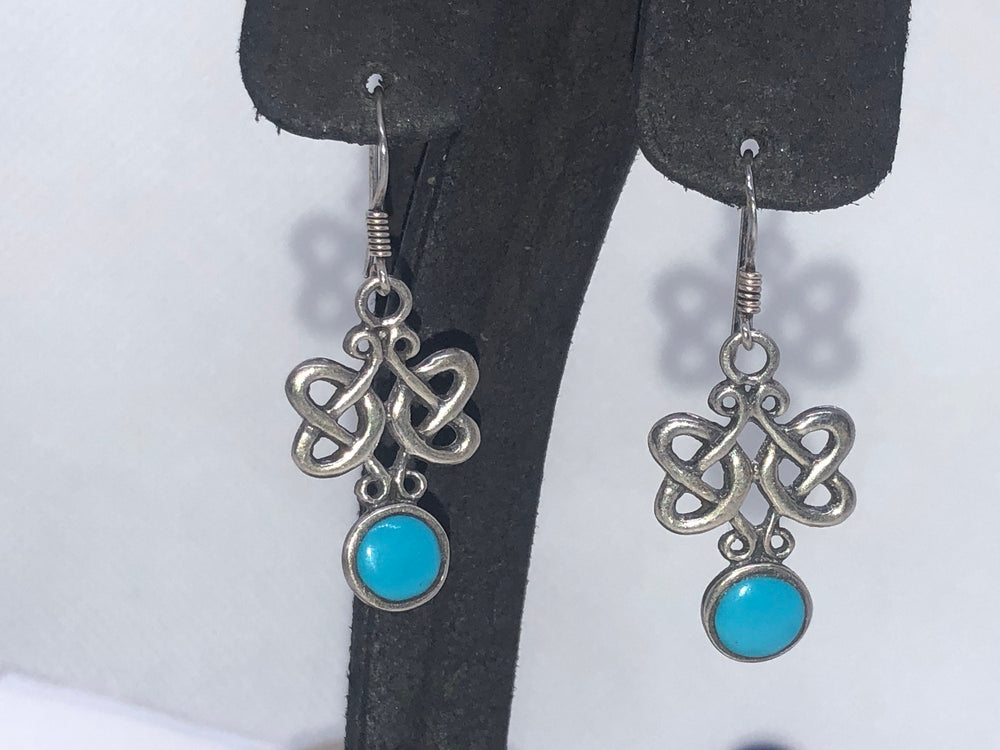 Sterling silver turquoise Celtic trinity knot earrings 925