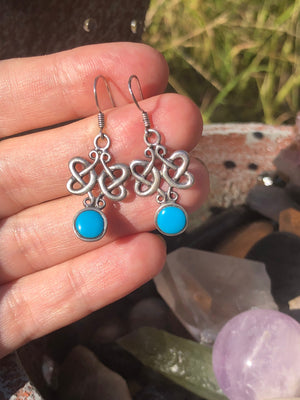 Sterling silver turquoise Celtic trinity knot earrings 925