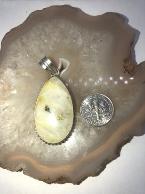 Sterling silver lemon yellow and white quartz gemstone pendant 4 necklace Teardrop