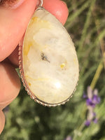 Sterling silver lemon yellow and white quartz gemstone pendant 4 necklace Teardrop