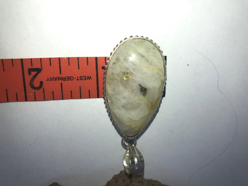 Sterling silver lemon yellow and white quartz gemstone pendant 4 necklace Teardrop