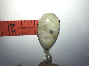 Sterling silver lemon yellow and white quartz gemstone pendant 4 necklace Teardrop