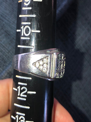 Vintage men’s cz ring statement 10.75 silver tone