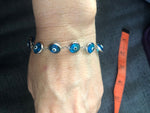 Beautiful sterling silver glass Evil eye cobalt blue bracelet 925 Good luck!!