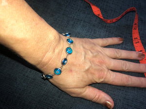 Beautiful sterling silver glass Evil eye cobalt blue bracelet 925 Good luck!!