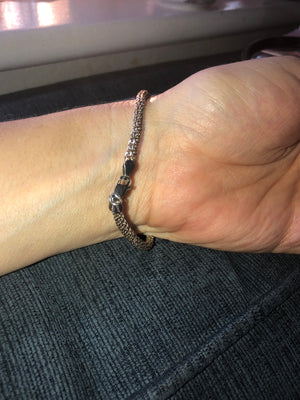 Braided sterling silver chain bracelet 925 italy IBB