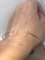 Shashi designer gold tone Clear crystals cuff bracelet flexible beautiful And unusual