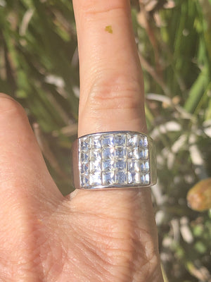 Stunning multi CZ statement ring made your bling and rainbow shine  7.75 18kt RGP