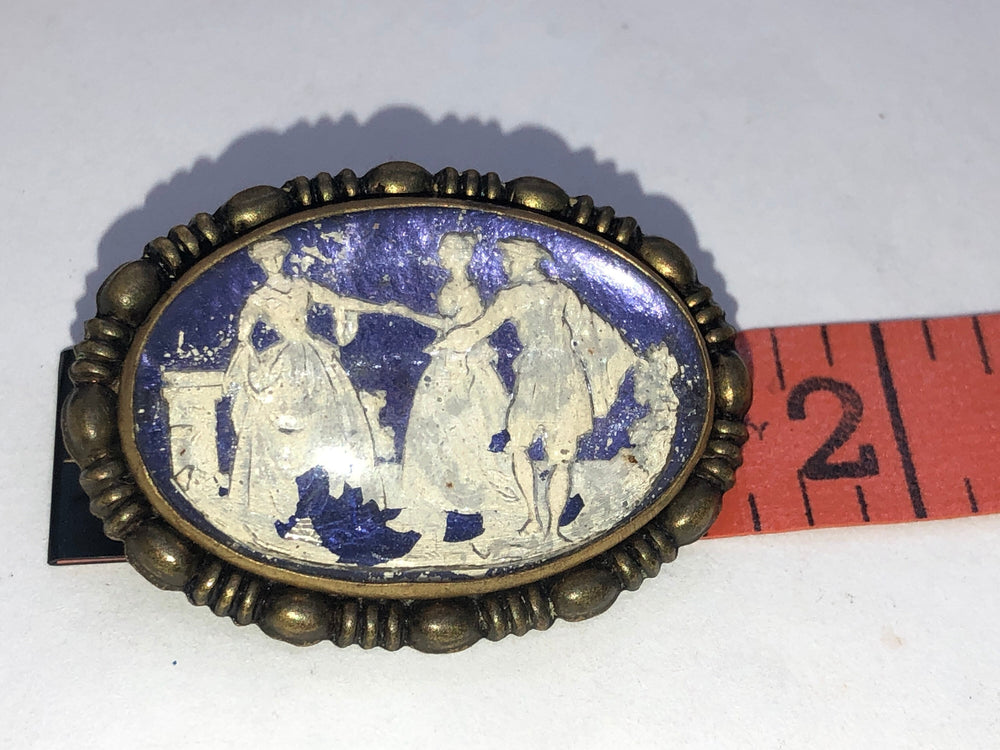 Vintage antique Edwardian goofus bubble glass Reverse intaglio brooch Czechoslovakia rare Czech