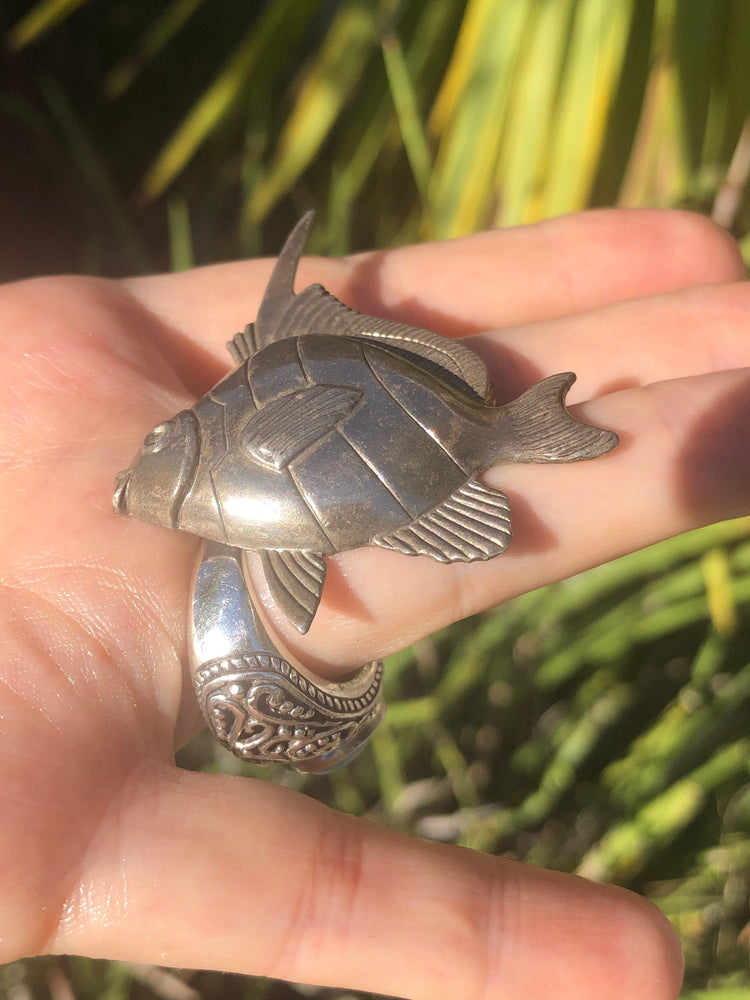 Vintage sterling silver angel fish brooch Tropical