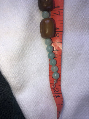 Vintage Necklace with Antique Hand-Carved Nephrite Jade Head Beads, Carnelian & Quartzite – 21 Inch Statement Jewelry