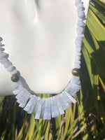 Vintage blue crazy lace graduated agate beaded necklace sterling silver