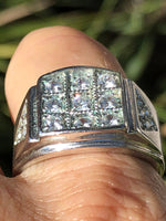 Vintage men’s cz ring statement 10.75 silver tone
