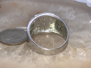 Vintage men’s cz ring statement 10.75 silver tone