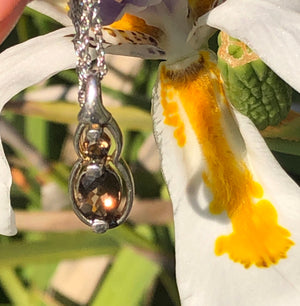 Beautiful vintage smoky topaz gemstone pendant necklace chain sterling silver 925