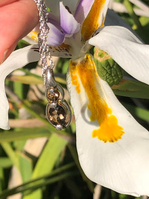 Beautiful vintage smoky topaz gemstone pendant necklace chain sterling silver 925