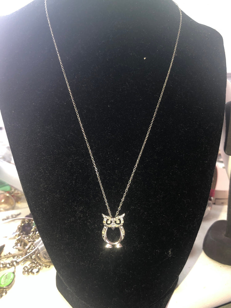 Adorable sterling silver owl 10 Genuine diamonds Necklace chain unique and adorable Free shipping!