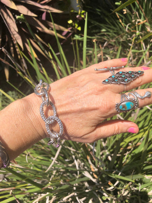 Vintage lot  of 4 beaded bracelets To Brighton 1 Wooden cake beads CZ’s adjustable Silvertone Beautiful