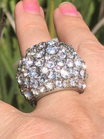 Beautiful vintage rhinestone cocktail costume bubble  ring apProximately size 5 statement