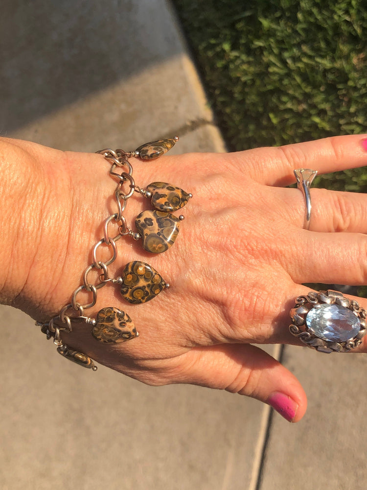 Vintage Bracelet Lot 3 Jasper Charm Rhyolite Earrings Aquamarine Gold Vermeil  Diamond Illusion link 925 Sterling Silver Ross Simons