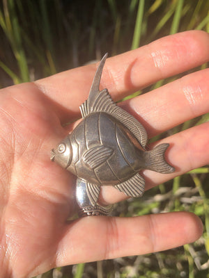 Vintage sterling silver angel fish brooch Tropical