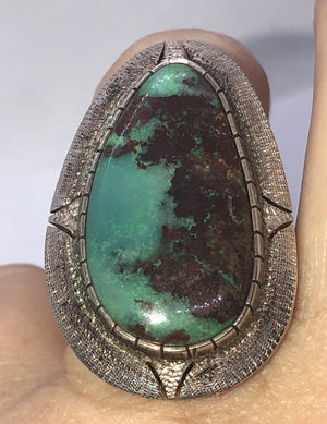Beautiful Big turquoise gemstone ring sterling silver 925. Native American - southwestern style size  5.75