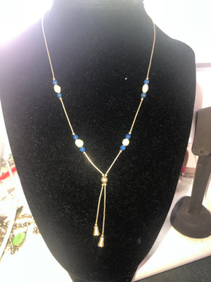 Vintage southwestern liquid sterling silver tassels lapis lazuli pearls Necklace jewelry free shipping!
