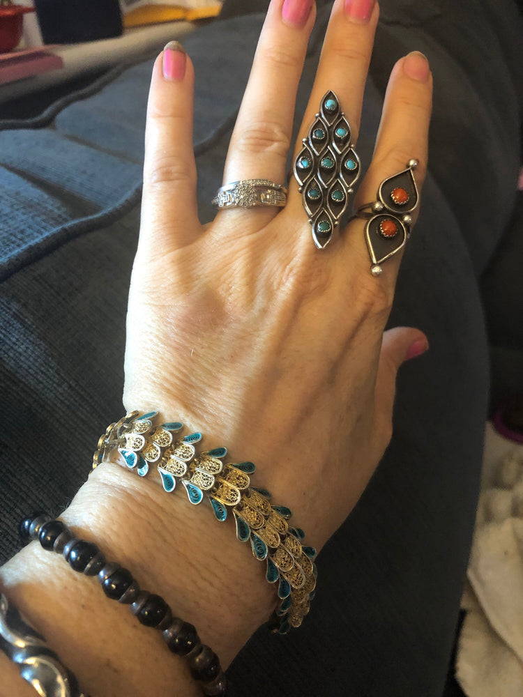 Vintage antique designer Alioto Adriana 800 silver gold Vermeil cloisonné enamel filigree bracelet Genoa Italy rare *needs repair* wearable