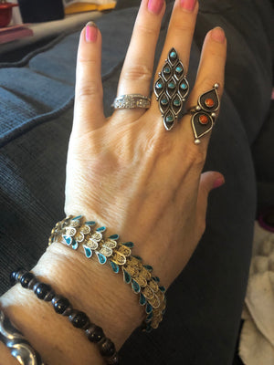 Vintage antique designer Alioto Adriana 800 silver gold Vermeil cloisonné enamel filigree bracelet Genoa Italy rare *needs repair* wearable